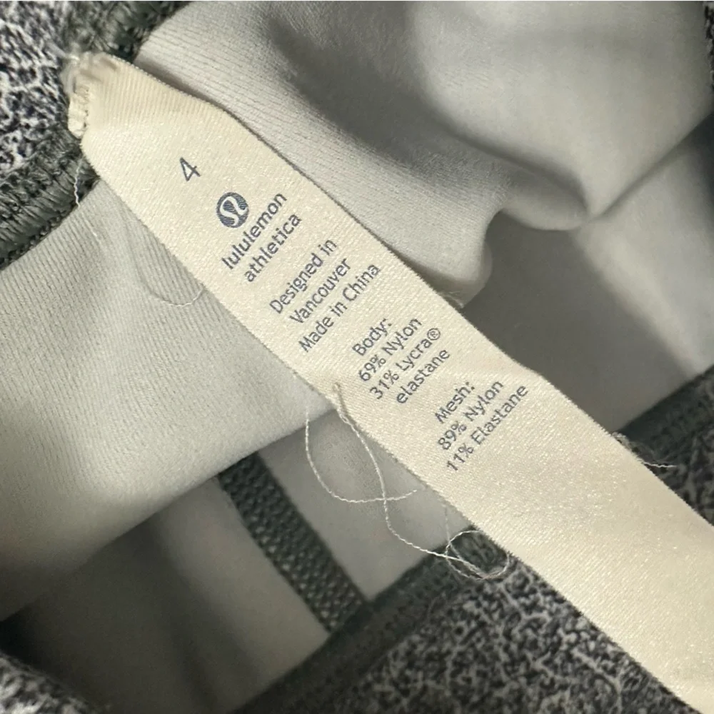 Lululemon Leggings Train Time Gray Black Mesh 7/8 Pant Gym Exercise Size 4 Small